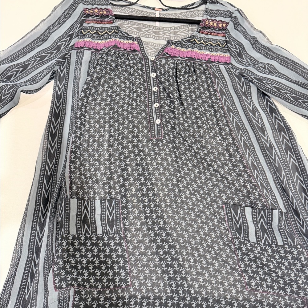 Bohemian Patterned Long Sleeve Dress